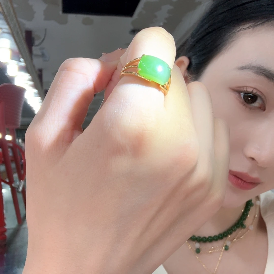 和田玉银S925镶嵌戒指