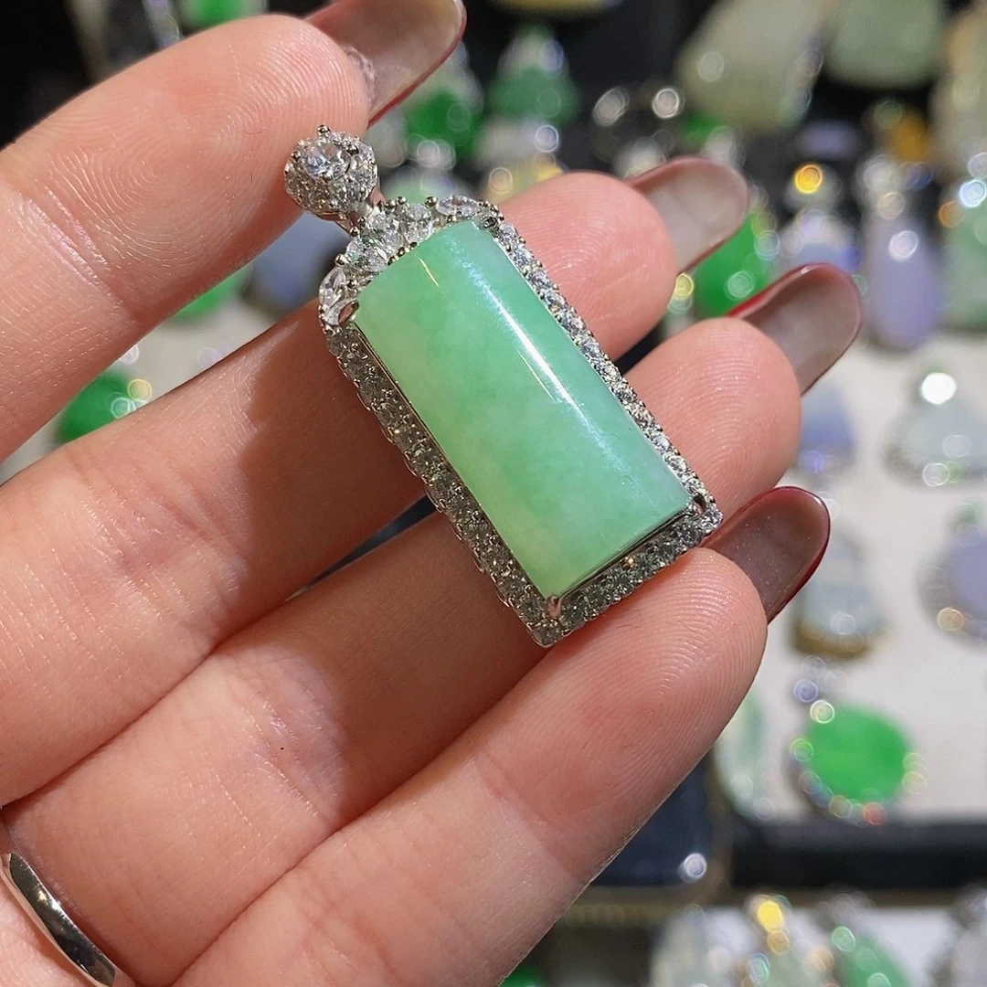 翡翠颈饰银S925镶嵌打***子天然翡翠