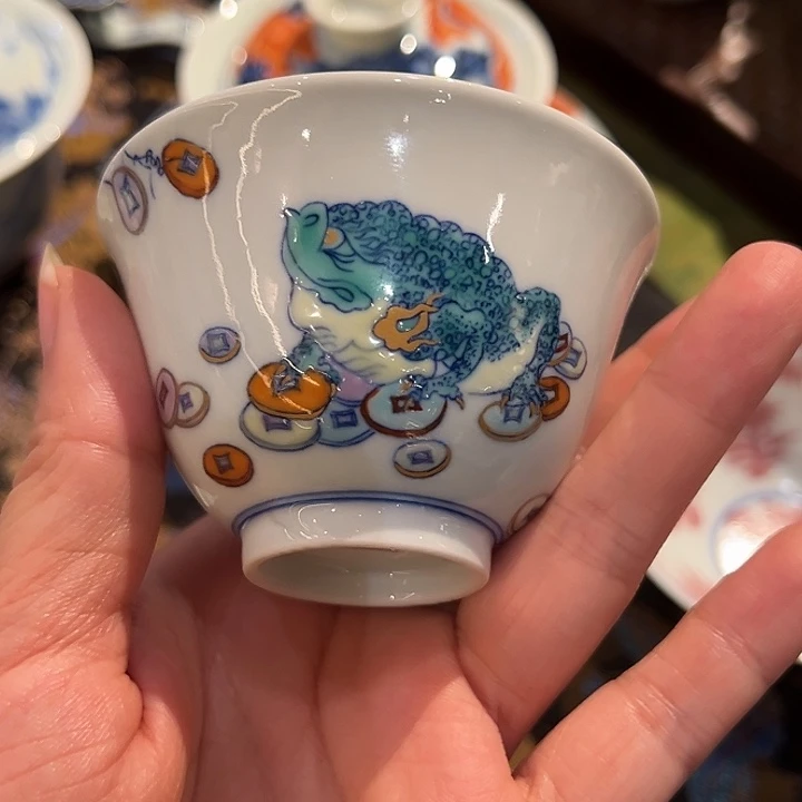 金***麦预售原矿老派斗彩描金金蟾杯