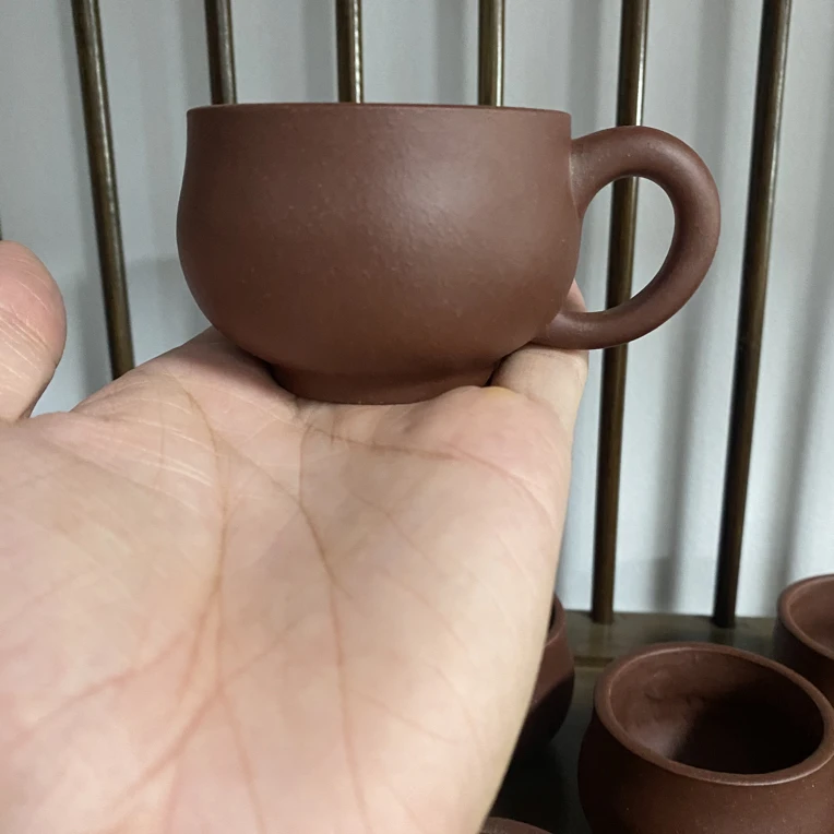 宜兴原矿紫泥主人杯带把杯子全手工不讲价