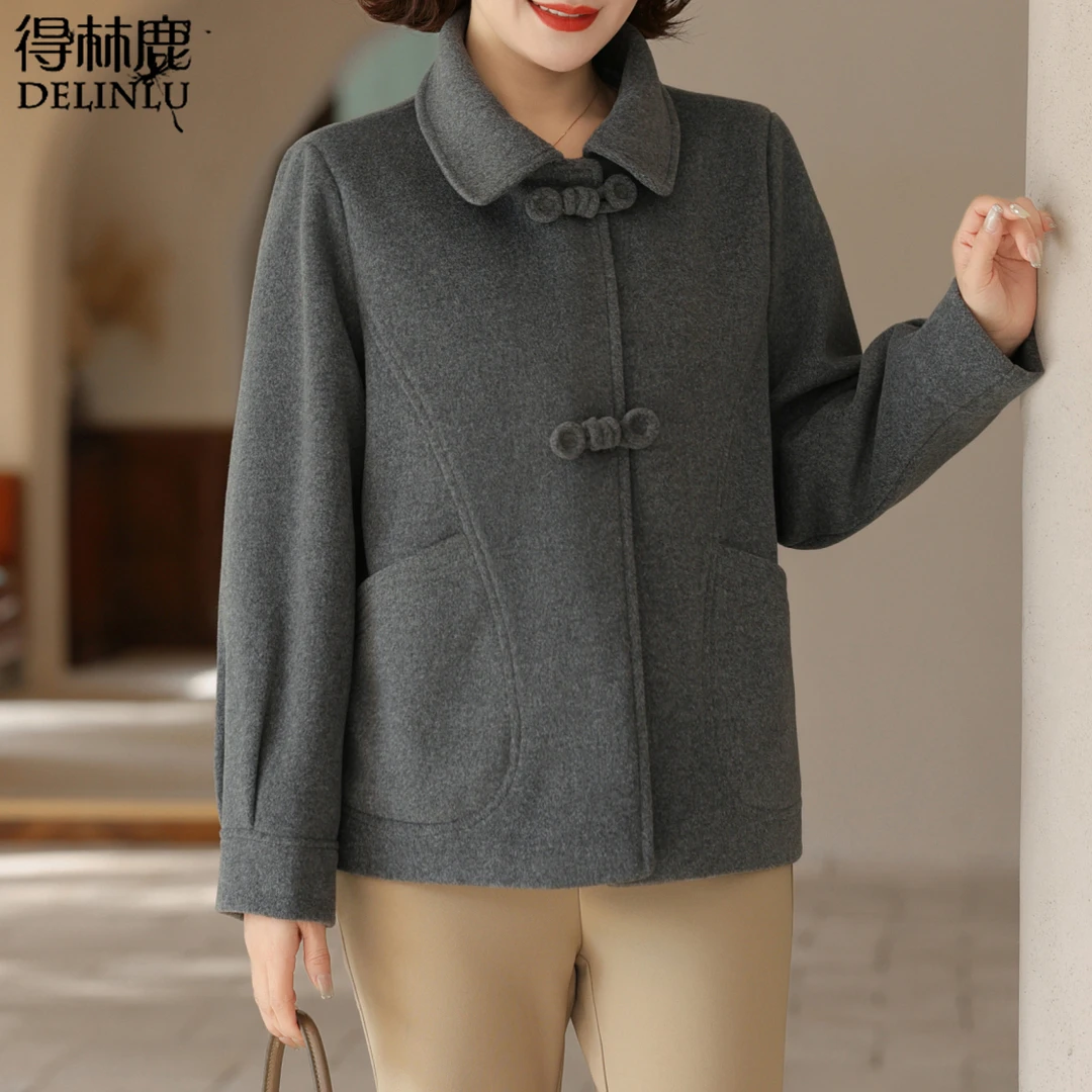 阔太太气质短款毛呢外套女洋气小香风妈妈春装中老年小个子上衣
