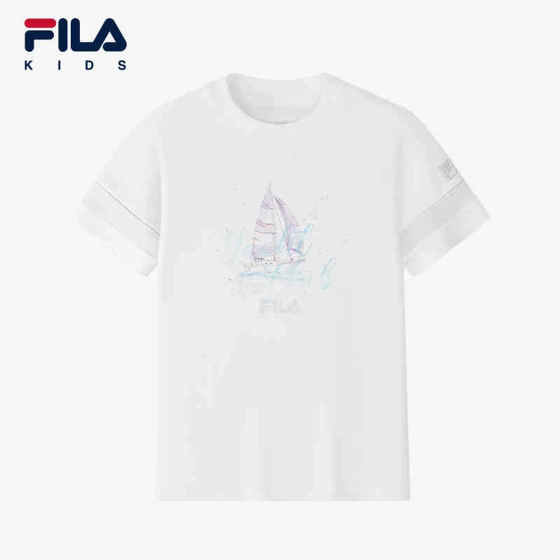 FILA/斐乐儿童女大童短袖T恤25夏季新款舒适宽松上衣K12G522105F