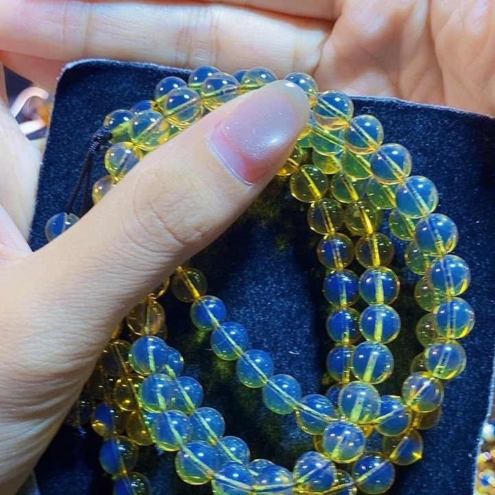 蓝珀未镶嵌珠宝奇石墨西哥蓝珀佛珠7