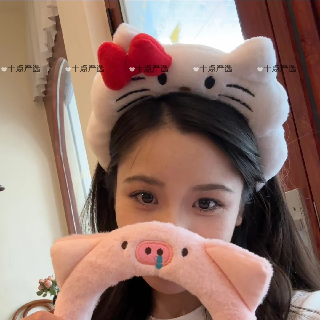 可爱毛绒kt小猪发箍女洗脸化妆压发头箍甜美少女高颅顶ins头饰