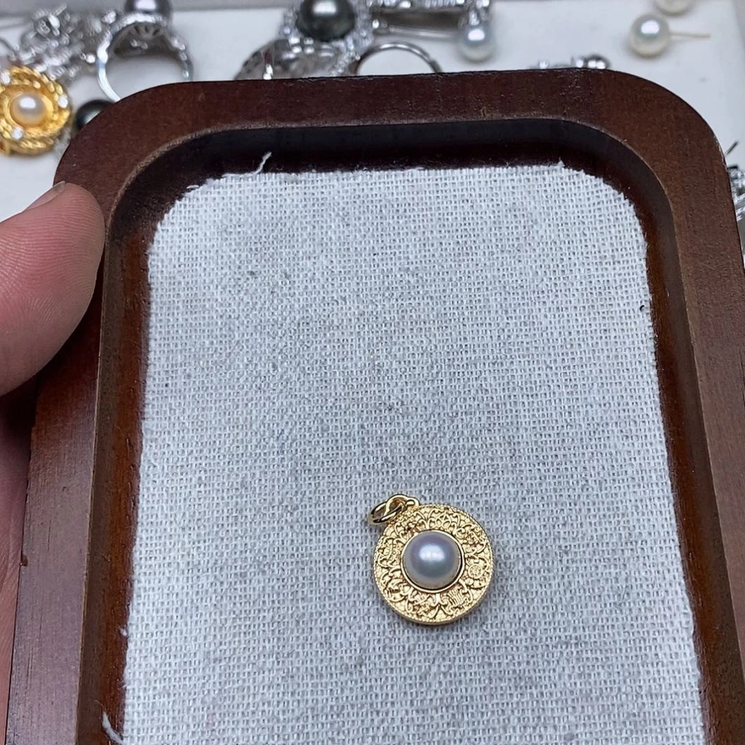 吊坠(不含链)银S925镶嵌海水珍珠