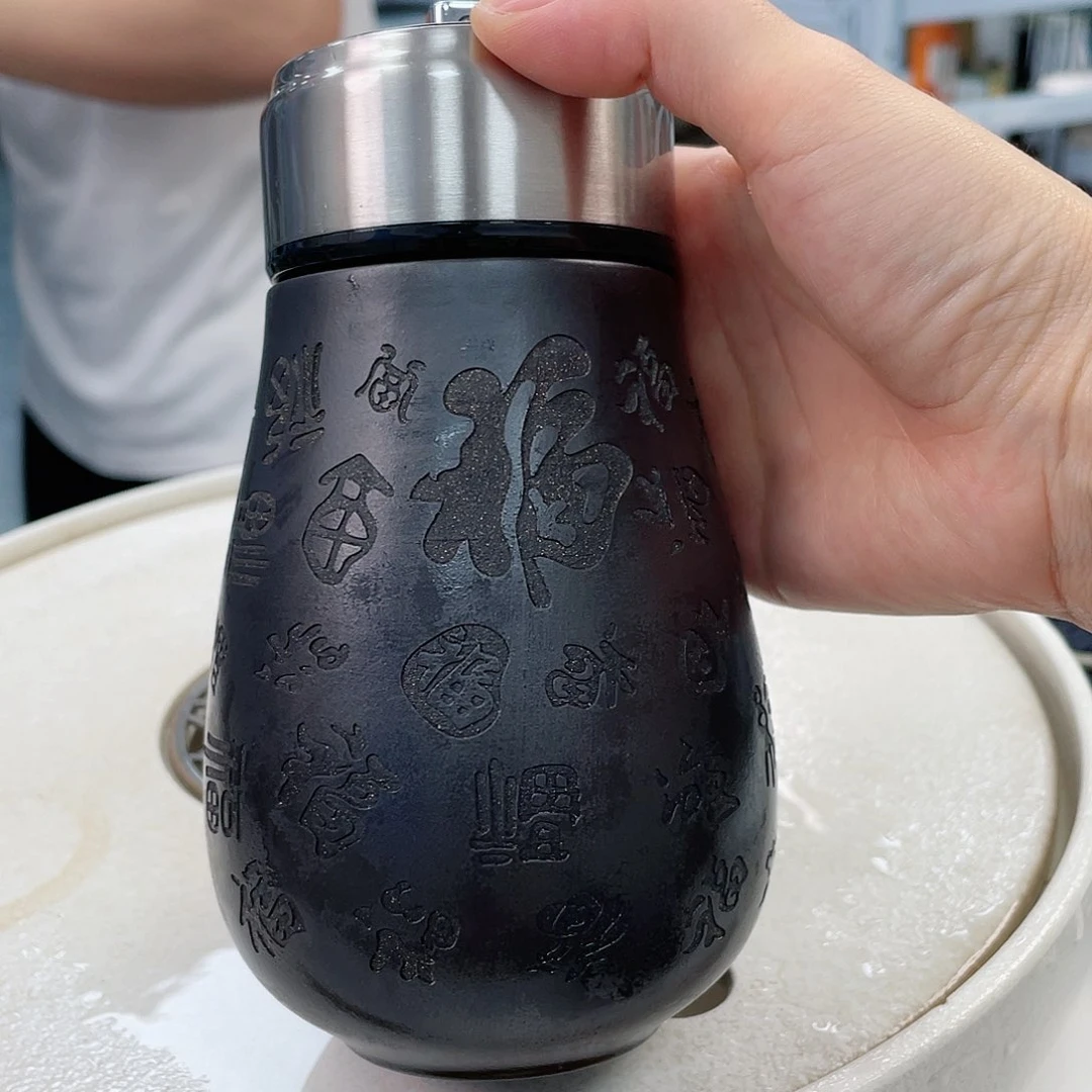 茶杯紫砂百福双层11111111111111