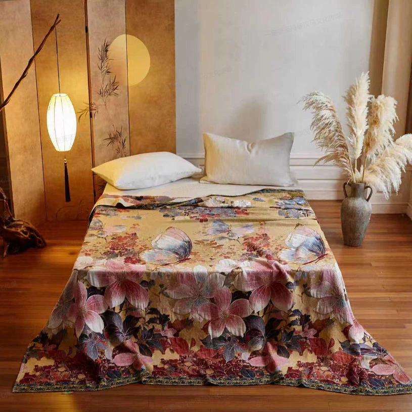 国宾伴手礼纱布床盖盖毯--芳华时刻红230*250