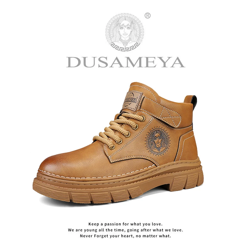 冬季男士美拉德马丁靴增高防滑户外高帮复古潮流百搭厚底皮鞋真皮