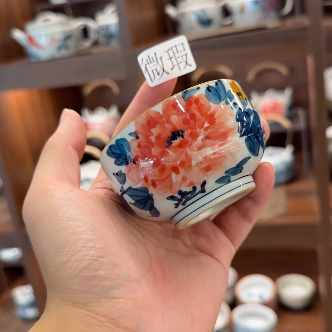 釉下手绘茶具微瑕