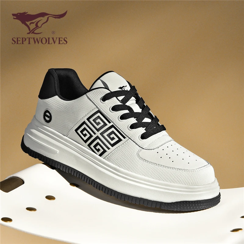 七匹狼正品男鞋2025新款轻奢百搭小白鞋厚底增高板鞋休闲运动潮鞋