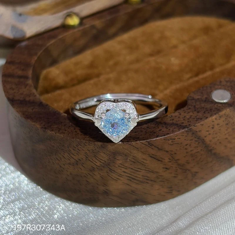 925银戒指 女超闪彩色锆石爱心指环时尚百搭食指戒气质甜美尾戒