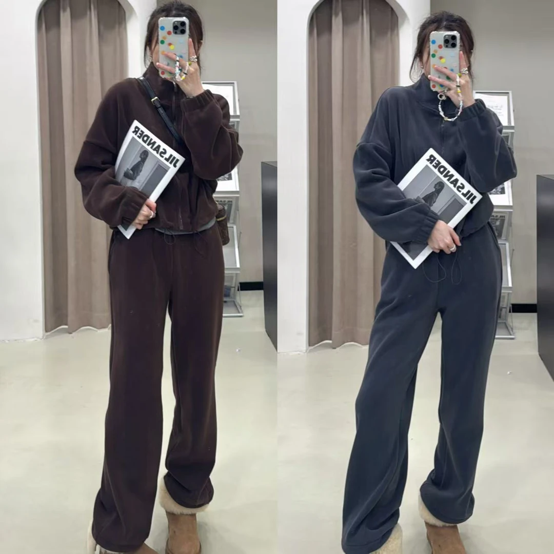 【ZMMY严选私服】秋冬新款休闲运动加绒加厚保暖奥粒绒套装5092207