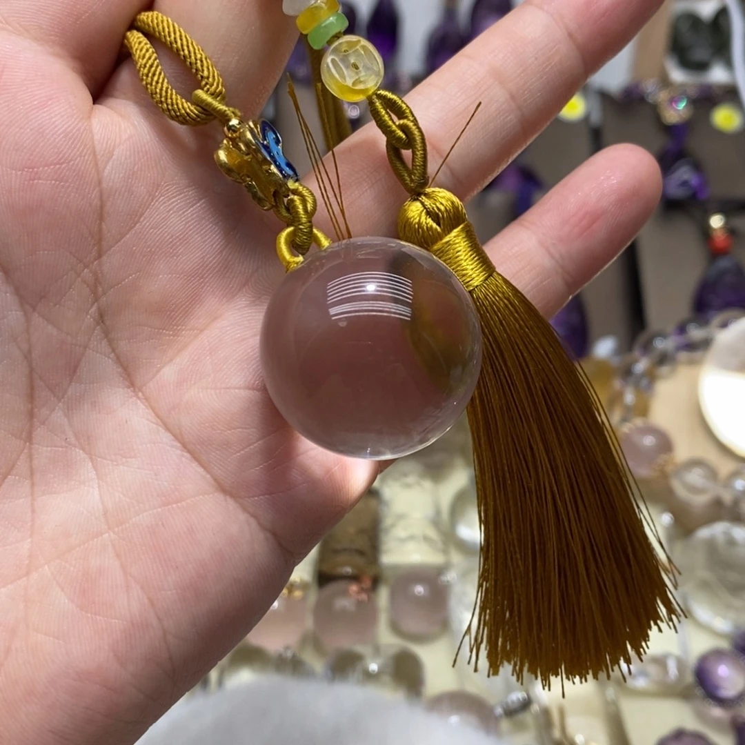 紫晶吊坠(赠链)未镶嵌白水晶圆珠吊坠卡28