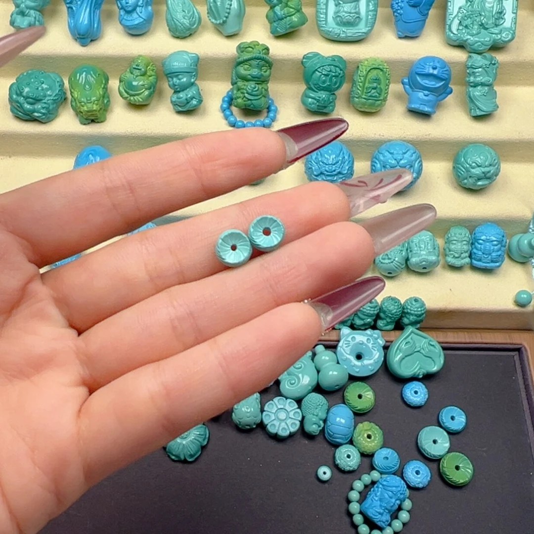 高瓷绿羽毛卡八一对