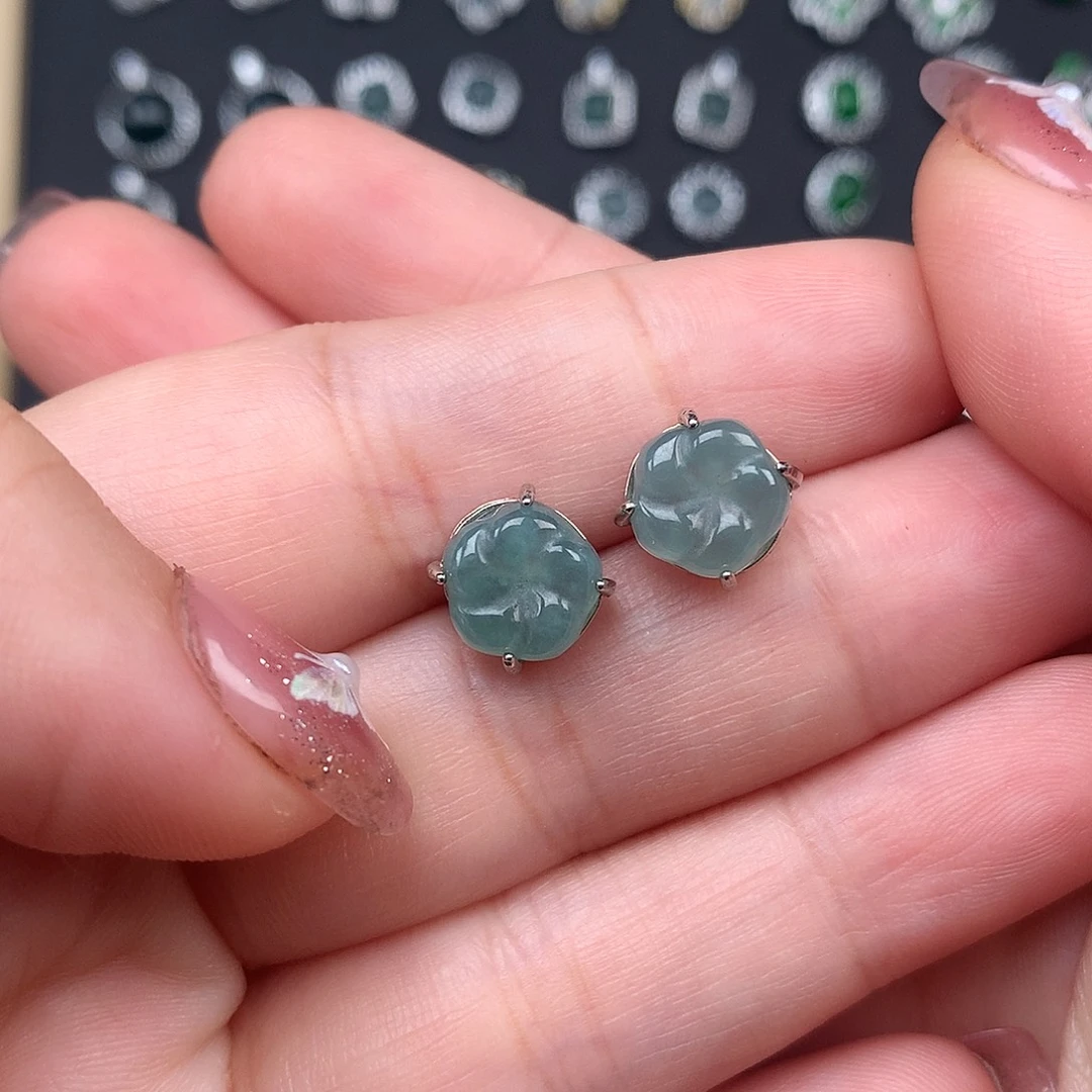 翡翠银S925镶嵌耳饰