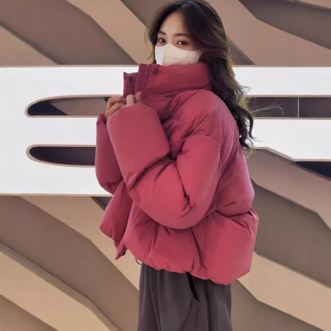 韩版宽松立领面包服女欧洲站小个子短款棉服2025新款保暖加厚外套