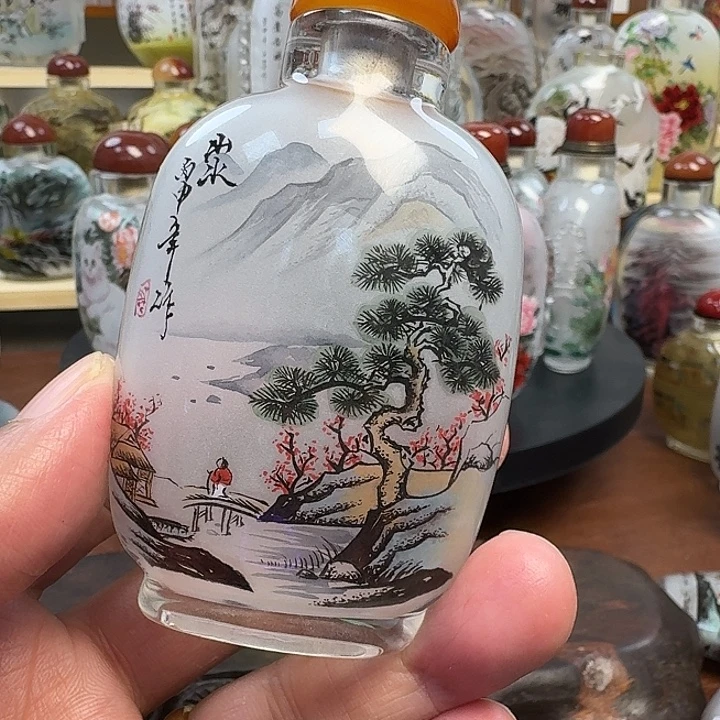 鼻烟壶内画手工绘制山水