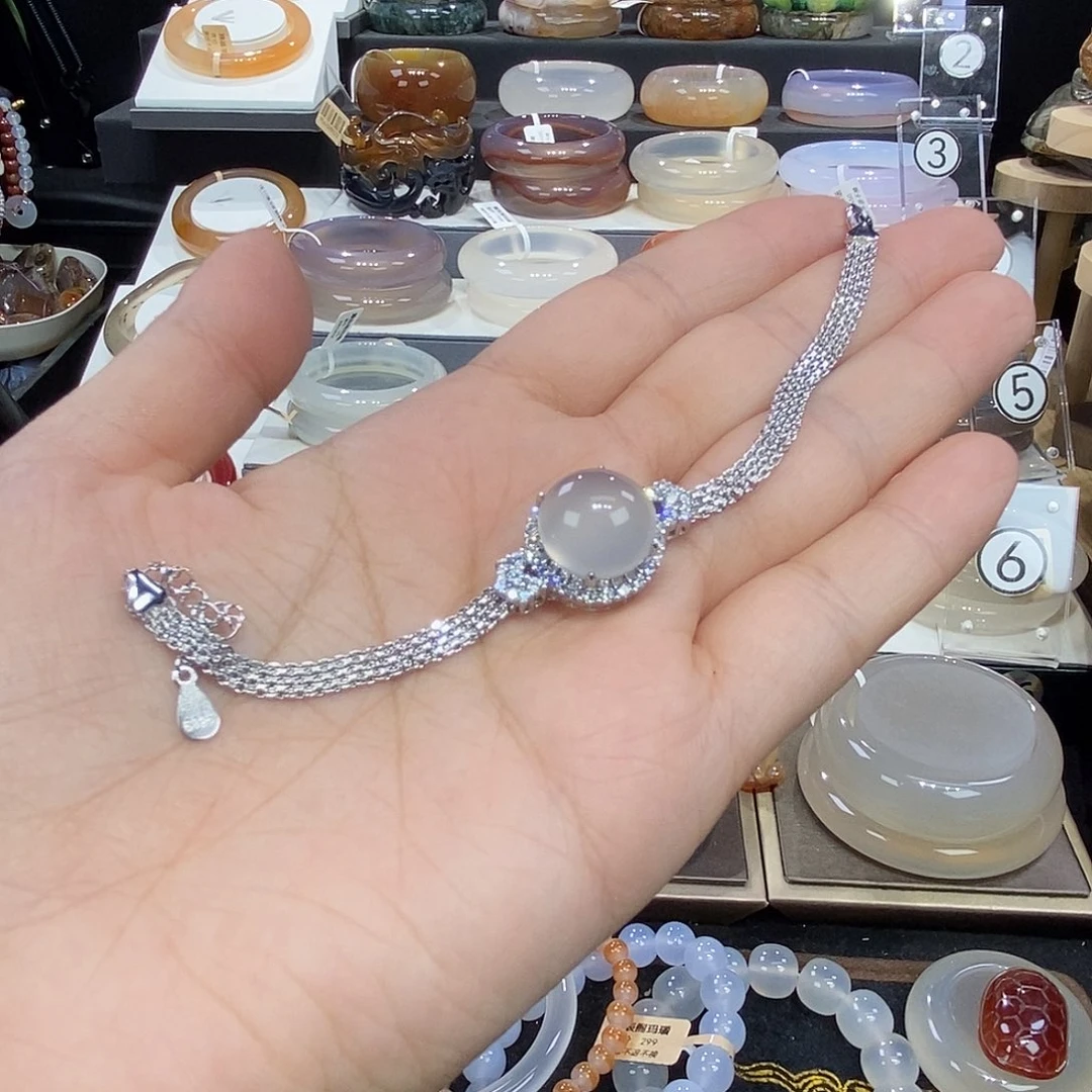 玛瑙/玉髓手链银S925镶嵌兔****?