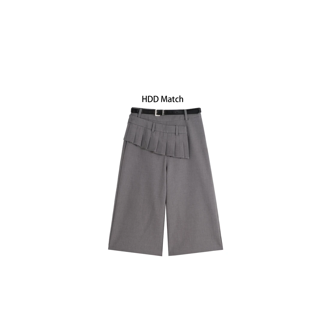 HDD Clothing "灰色腔调"夏季设计花边七八分西装休闲裤 Y7522