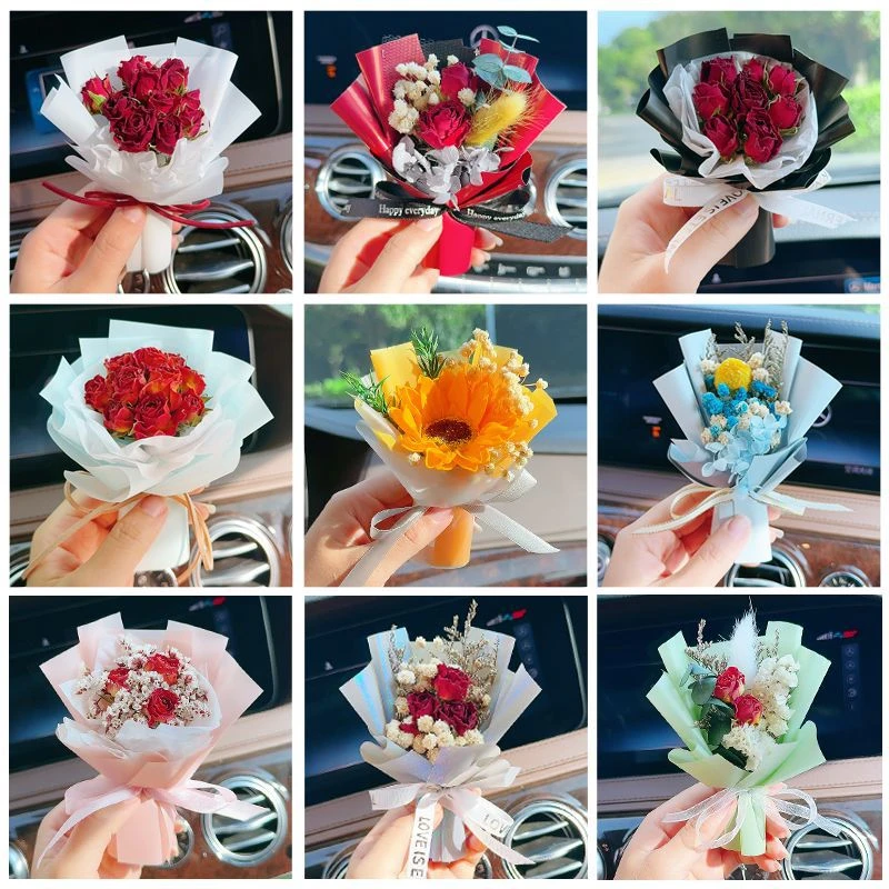 车载香薰出风口创意永生干花束汽车装饰摆件夹子香片需要单拍