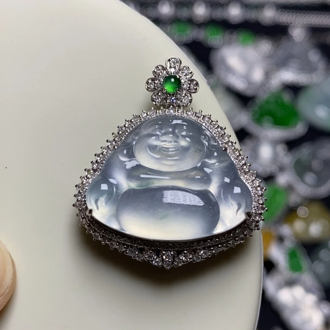 翡翠18K金镶嵌吊坠(不含链)佛