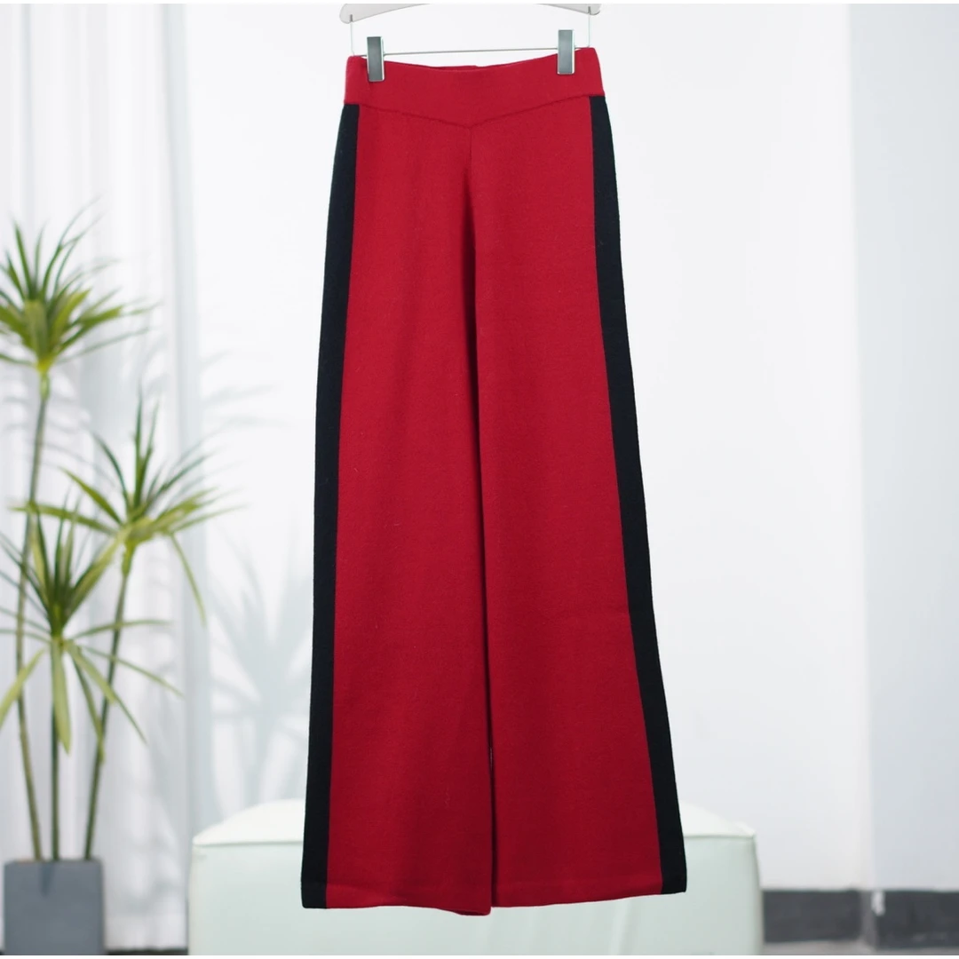卓系列   F454  女装简约时尚针织裤红色L1604502