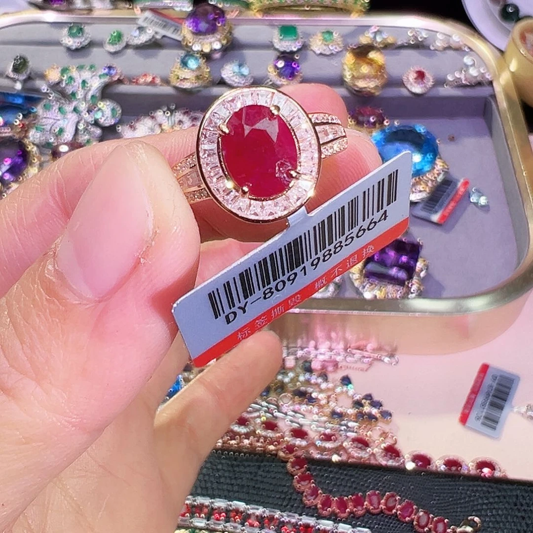 银S925镶嵌红宝石珠宝奇石