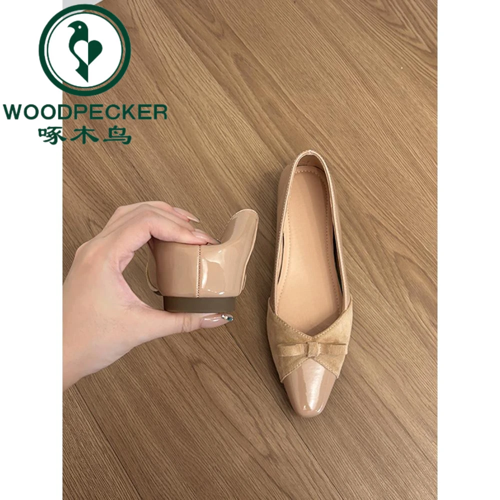 啄木鸟法式蝴蝶结内增高单鞋女2025新款百搭气质工作鞋玛丽珍鞋
