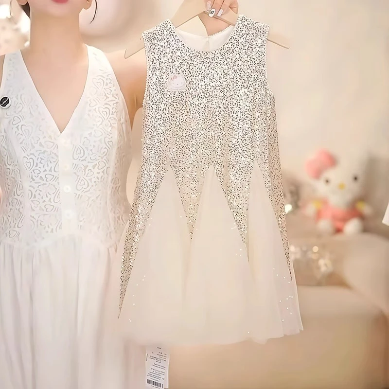 女童KT猫连衣裙夏季2025新款洋气无袖背心裙女孩高级感公主礼服裙