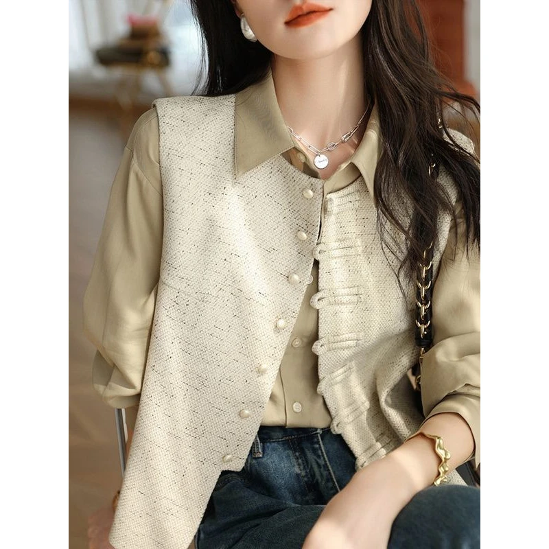 G高端新中式国风马甲背心女2025春季新款复古盘扣独别致马夹上衣