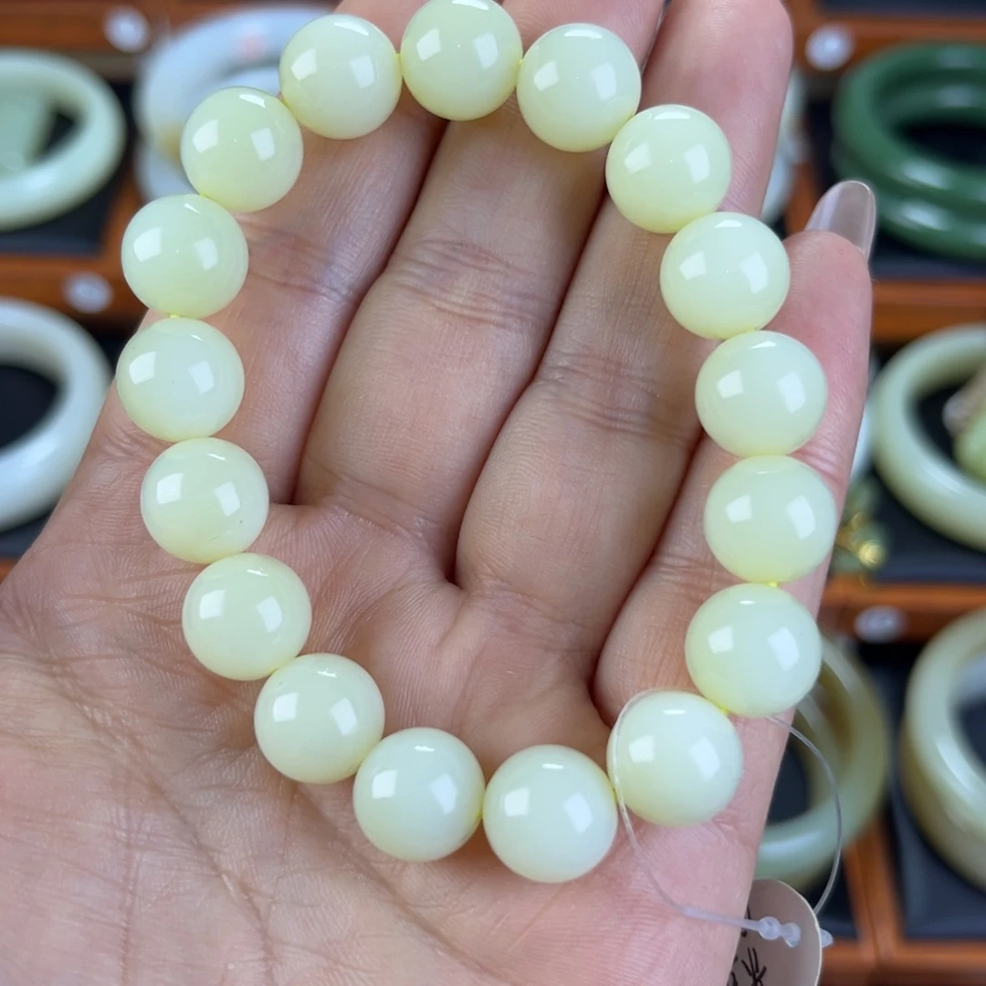 和田玉手链未镶嵌米达12