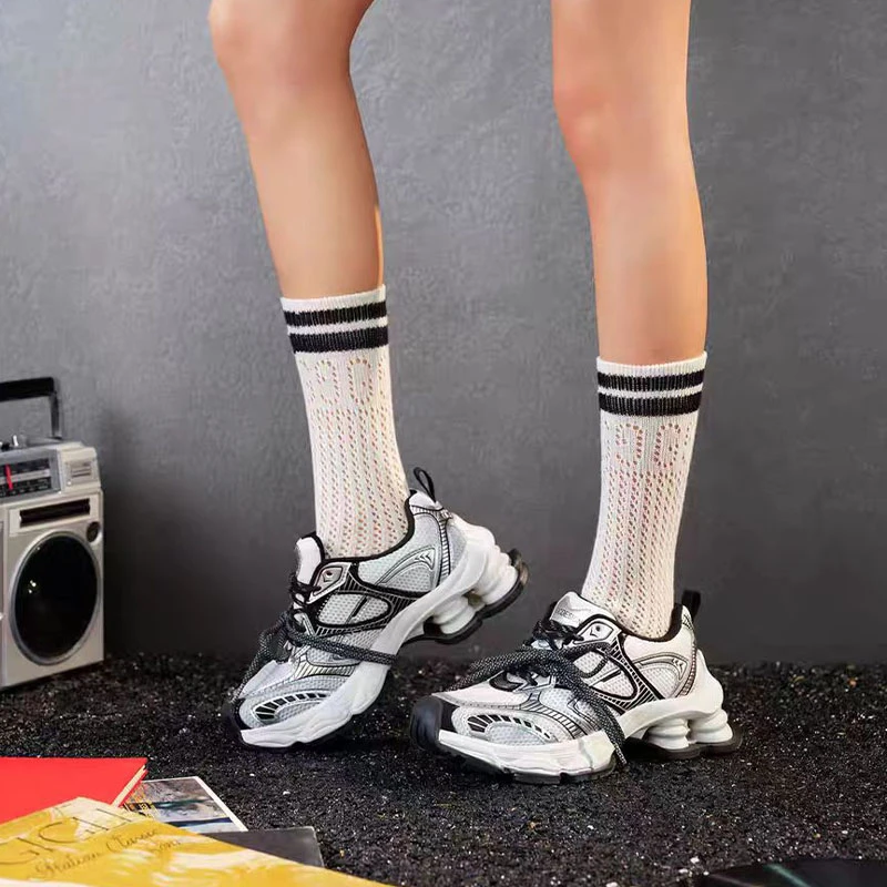 【虚拟世界】GGCC2025春季新潮流厚底擦色老爹鞋银色增高休闲鞋女