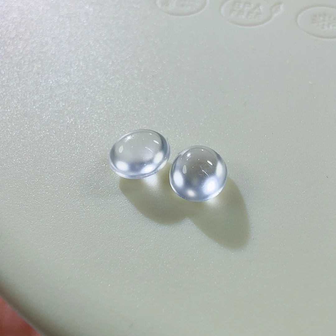 翡翠未镶嵌颈饰炸光蛋面一对