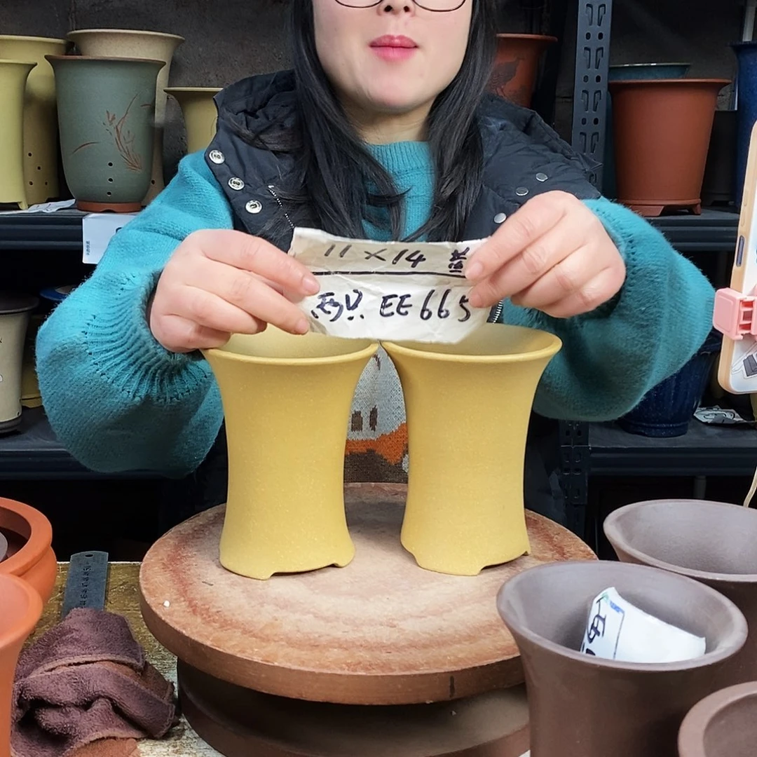 紫砂一只花盆货号EE665