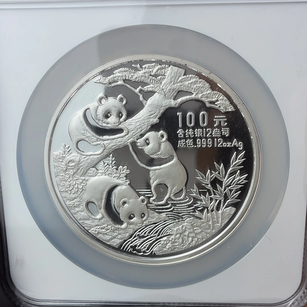 纯银1990年12盎司银猫69分