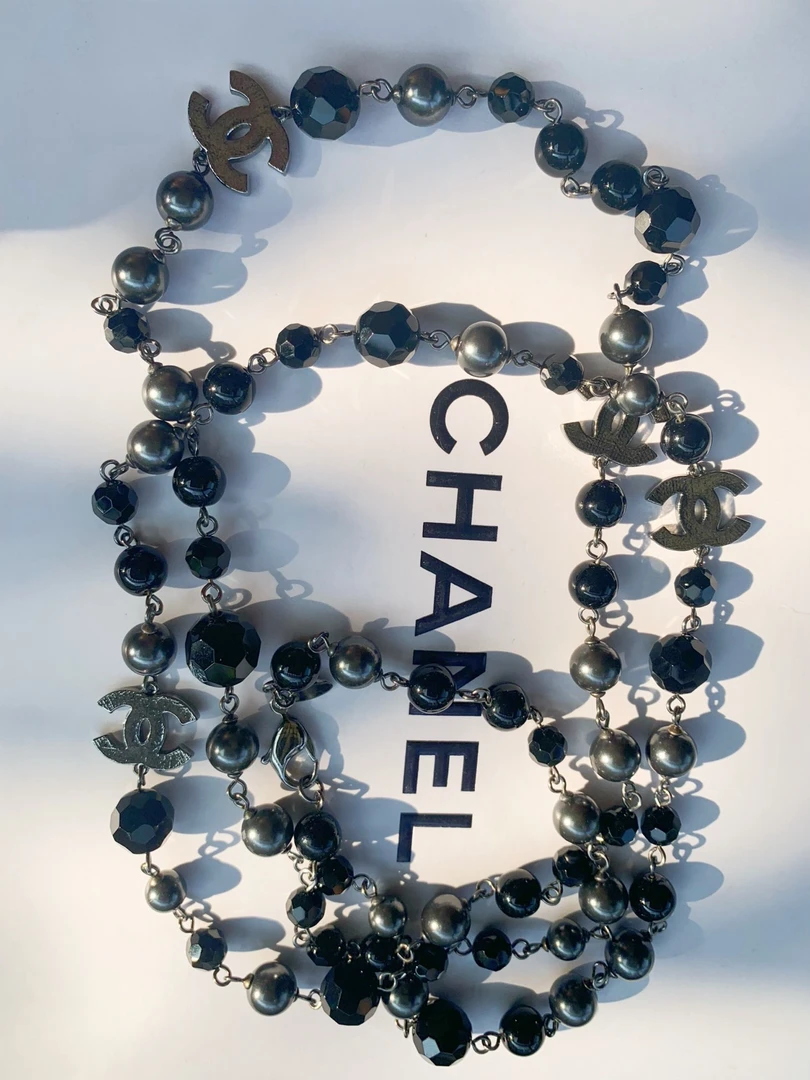95新 Chanel/香奈儿 Chanel vintage香奈儿中古黑色珍珠项链