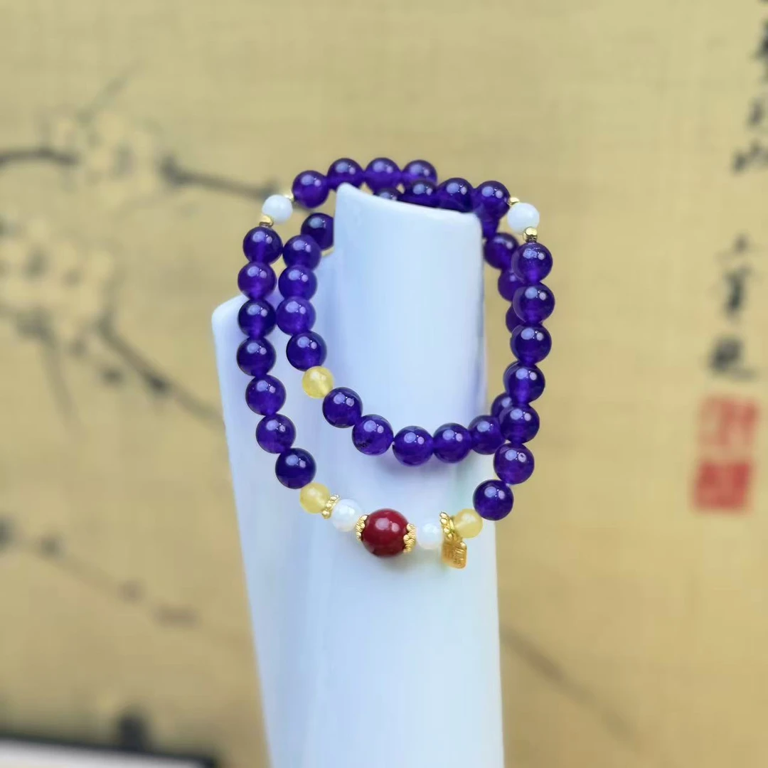 DL-1325-紫石英质玉+福牌+红隔珠