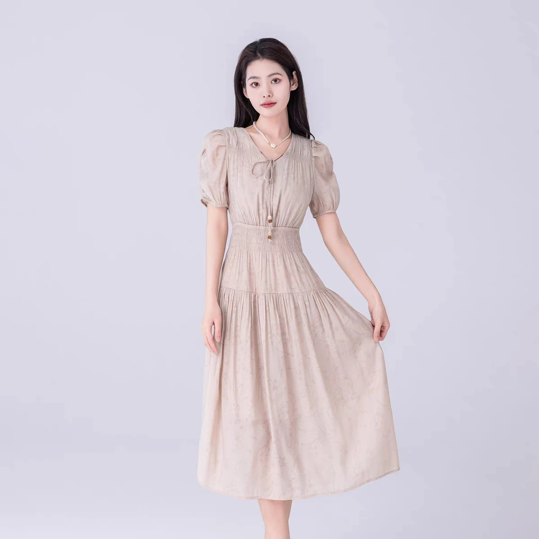 主播推荐【HQ888】休闲减龄精致夏款气质时尚小众夏季连衣裙