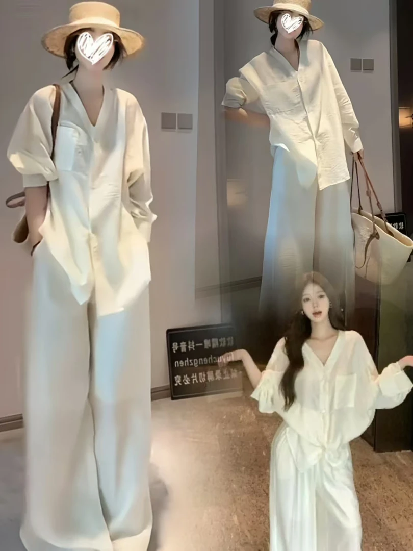 【清仓清仓】慵懒老钱风通勤套装上衣显瘦莱赛尔天丝两件套