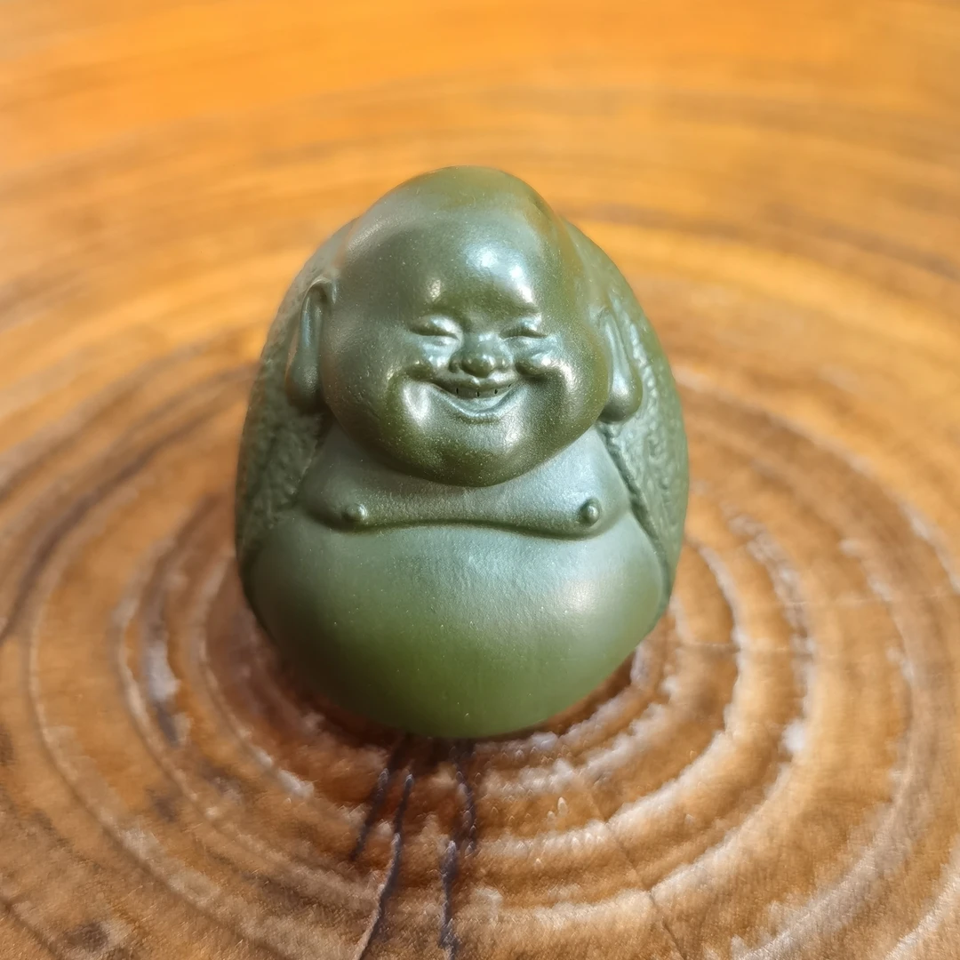 紫砂茶宠摆件压手感绿泥小弥勒