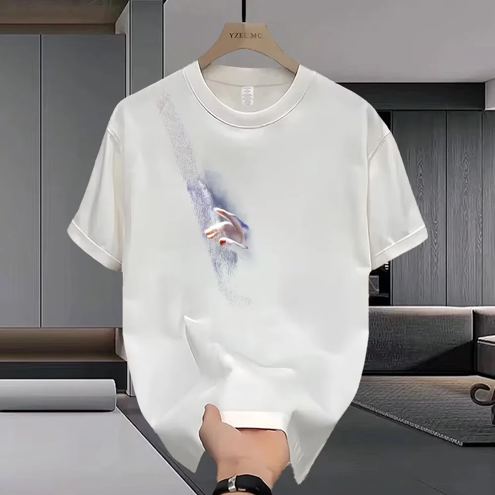 2025夏季新款纯棉小众简约休闲风短袖t恤男情侣款时尚百搭上衣