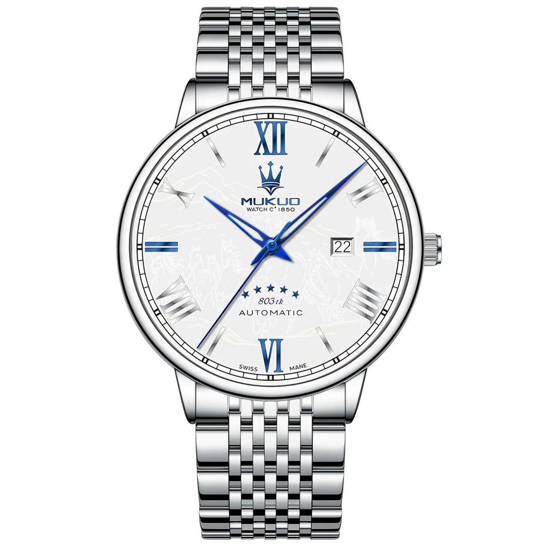 【正品直发】八匹俊马限量款功能防水商务镂空时手表送黑皮带