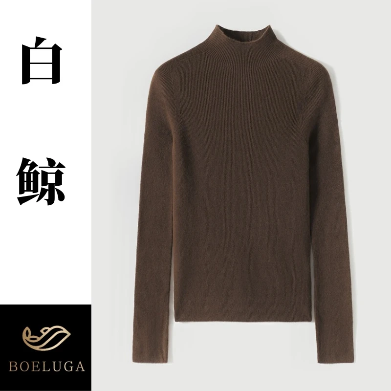 【白鲸】精纺半高领可机洗秋冬上衣长袖针织女士百搭6320