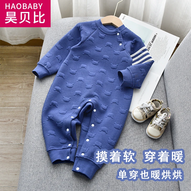 宝宝空气夹棉连体衣婴儿保暖连身衣外穿男女童外出服宽松秋冬纯棉