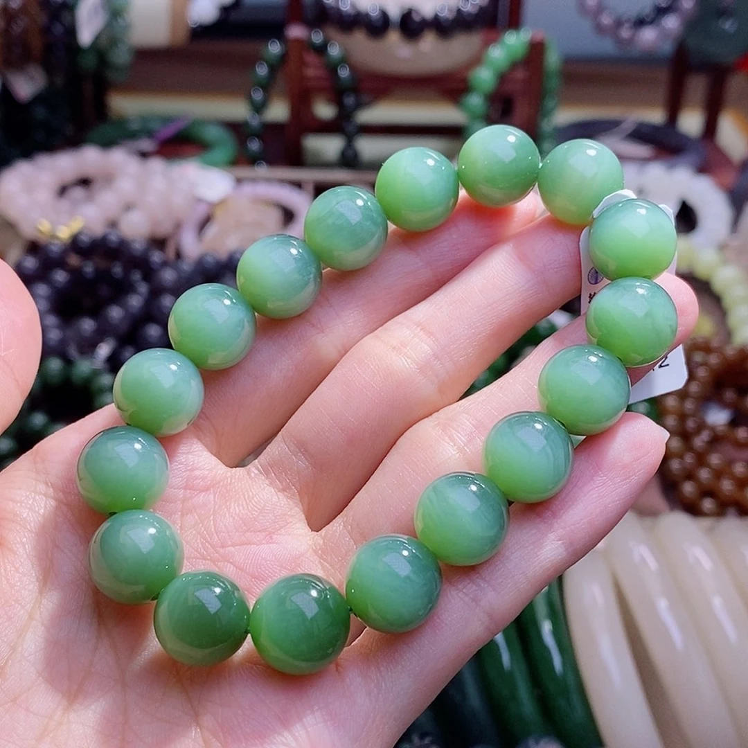 和田玉未镶嵌颈饰碧玉猫眼手串12MM