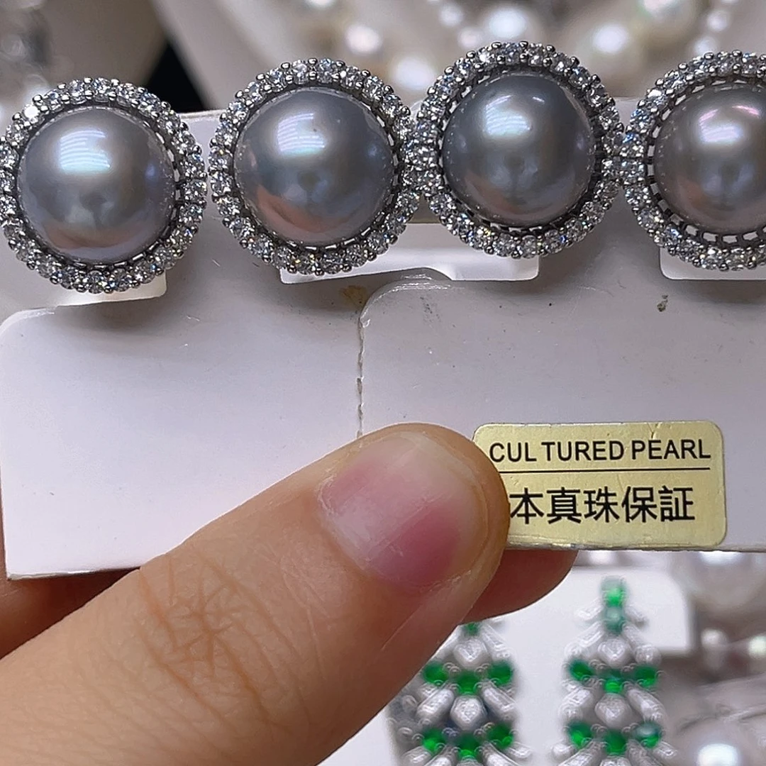 银S925镶嵌吊坠或者耳钉淡水珍珠