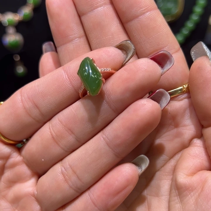 和田玉（碧玉）银S925镶嵌戒指