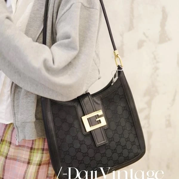 95新 GUCCI/古驰 大吉中古/Gucci古驰金扣单肩包