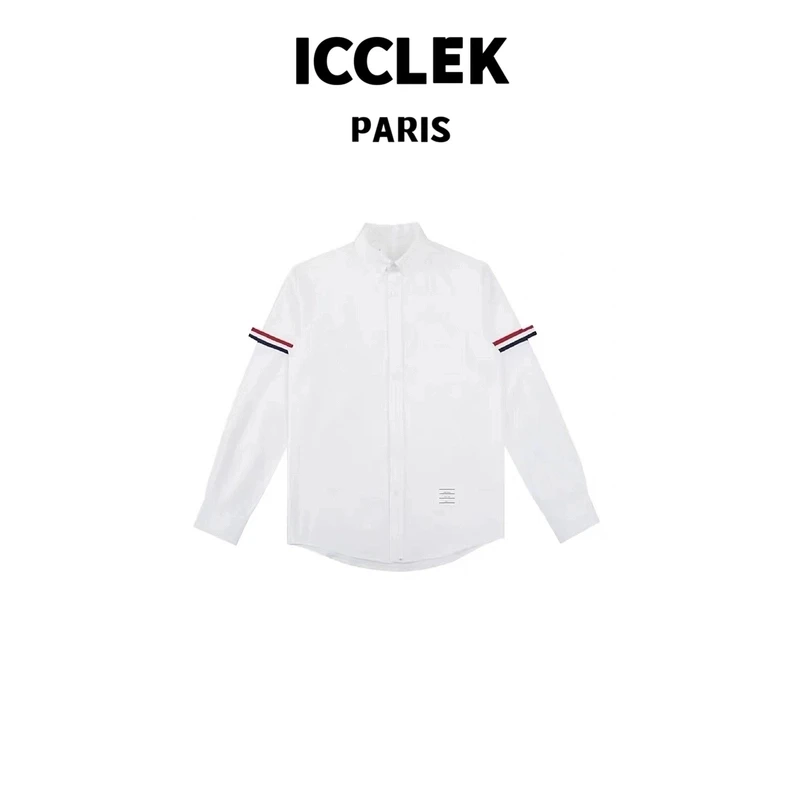 ICCLEK 经典百搭双袖织带衬衣气质休闲 -2904