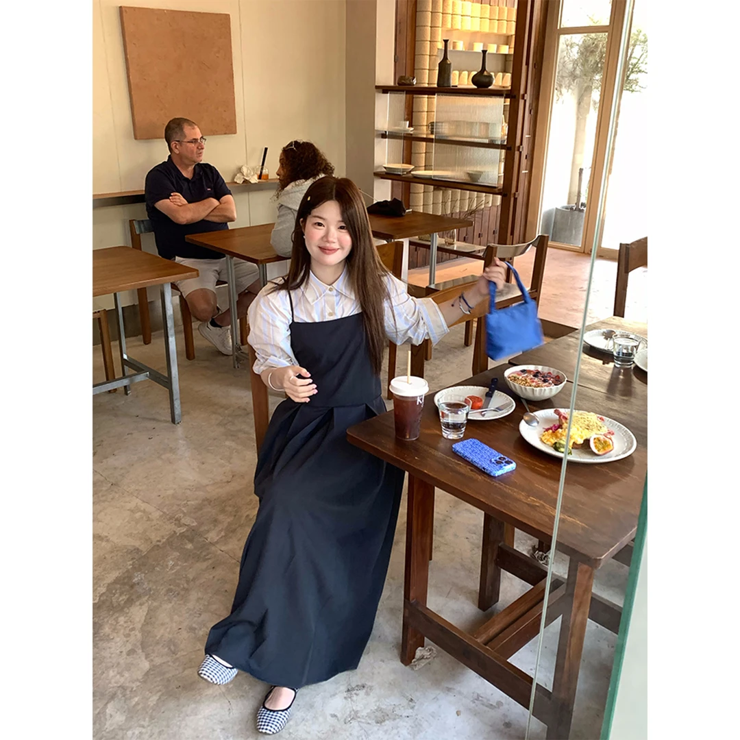 火火火【韩系极简】韩国chic百搭吊带百褶连衣裙L29201HH51